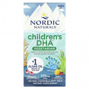 Nordic Naturals, ДГК для детей, для детей от 3 лет, ягодный лимонад, 375 мг, 120 жевательных мини-таблеток (125 мг в каждой мягкой таблетке) - описание | фото