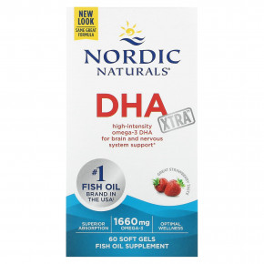 Nordic Naturals, DHA Xtra, клубничный вкус, 60 капсул в Москве - eco-herb.ru | фото