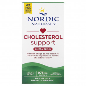 Nordic Naturals, добавка для поддержания уровня холестерина, омега-смесь, 975 мг, 60 капсул (325 мг в 1 капсуле) - описание | фото