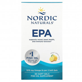 Nordic Naturals, ЭПК, со вкусом лимона, 1210 мг, 60 капсул (605 мг в 1 капсуле) в Москве - eco-herb.ru | фото