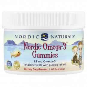 Nordic Naturals, Жевательные конфеты Nordic Omega-3 со вкусом мандарина, 82 мг, 60 жевательных конфет - описание | фото