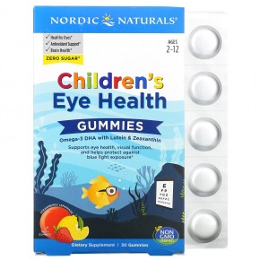 Nordic Naturals, детская жевательная добавка для здоровья глаз, без сахара, от 2 до 12 лет, со вкусом клубничного лимонада, 30 жевательных таблеток в Москве - eco-herb.ru | фото