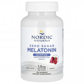 Nordic Naturals, Жевательные мармеладки с мелатонином без сахара, малина, 1,5 мг, 120 жевательных таблеток - описание