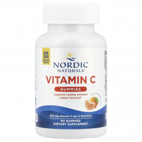 Nordic Naturals, Жевательные мармеладки с витамином C, мандарин, 60 жевательных мармеладок (125 мг в 1 жевательной мармеладке) - описание | фото
