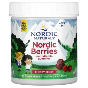 Nordic Naturals, Мультивитаминные жевательные мармеладки Nordic Berries, для детей от 3 лет, вишня, 120 жевательных ягод - описание