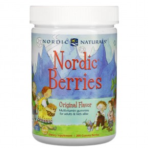 Nordic Naturals, Nordic Berries, мультивитаминные жевательные конфеты, оригинальный вкус, 200 жевательных ягодных конфет - описание