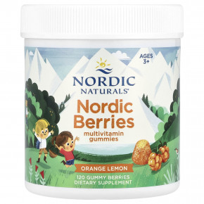 Nordic Naturals, Nordic Berries, мультивитаминные жевательные мармеладки, для детей от 3 лет, апельсин и лимон, 120 жевательных ягод в Москве - eco-herb.ru | фото