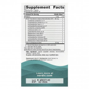 Nordic Naturals, Nordic Flora Probiotic, баланс для женщин, 30 капсул в Москве - eco-herb.ru | фото