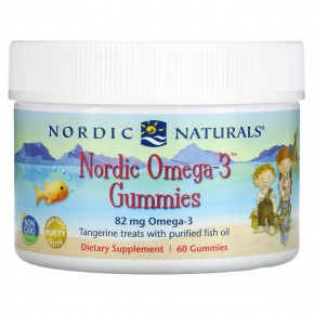 Nordic Naturals, Жевательные конфеты Nordic Omega-3 со вкусом мандарина, 82 мг, 60 жевательных конфет - описание