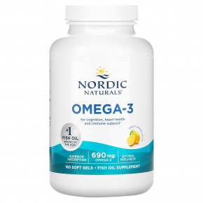 Nordic Naturals, омега-3, со вкусом лимона, 690 мг, 180 капсул (345 мг в 1 капсуле) в Москве - eco-herb.ru | фото