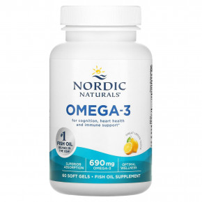 Nordic Naturals, омега-3, со вкусом лимона, 690 мг, 60 капсул (345 мг в 1 капсуле) в Москве - eco-herb.ru | фото