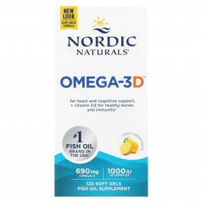 Nordic Naturals, Omega-3D, со вкусом лимона, 120 капсул в Москве - eco-herb.ru | фото