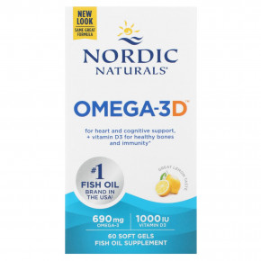 Nordic Naturals, Omega-3D, со вкусом лимона, 60 капсул в Москве - eco-herb.ru | фото