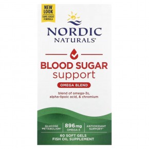 Nordic Naturals, поддержка уровня сахара в крови, смесь омега, 896 мг, 60 капсул (448 мг в 1 капсуле) в Москве - eco-herb.ru | фото
