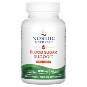 Nordic Naturals, поддержка уровня сахара в крови, смесь омега, 896 мг, 60 капсул (448 мг в 1 капсуле) в Москве - eco-herb.ru | фото