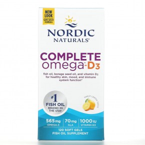 Nordic Naturals, Complete Omega-D3, со вкусом лимона, 565 мг, 120 капсул в Москве - eco-herb.ru | фото