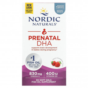 Nordic Naturals, пренатальная ДГК, клубничный вкус, 90 капсул - описание