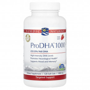 Nordic Naturals, ProDHA™ 1000, с клубничным вкусом, 1000 мг, 120 капсул (500 мг в 1 капсуле) в Москве - eco-herb.ru | фото