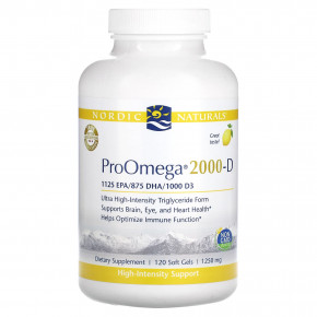 Nordic Naturals, ProOmega 2000-D, омега-3, со вкусом лимона, 1250 мг, 120 капсул (625 мг в 1 капсуле) в Москве - eco-herb.ru | фото