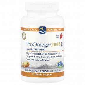 Nordic Naturals, ProOmega® 2000 Jr., клубника, 60 мягких таблеток - описание | фото