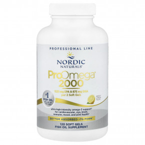 Nordic Naturals, ProOmega® 2000, омега-кислоты, со вкусом лимона, 120 капсул (1075 мг в 1 капсуле) - описание | фото