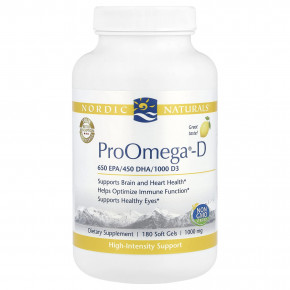 Nordic Naturals, ProOmega®-D, лимон, 180 мягких таблеток - описание