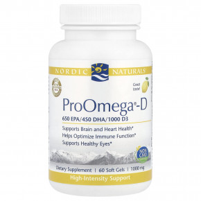Nordic Naturals, ProOmega®-D, лимон, 60 капсул - описание | фото