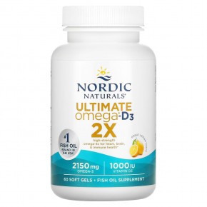 Nordic Naturals, Ultimate Omega 2X с витамином D3, лимон, 60 мягких желатиновых капсул в Москве - eco-herb.ru | фото