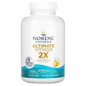 Nordic Naturals, Ultimate Omega 2X, высокоэффективные омега-3 кислоты, со вкусом лимона, 2150 мг, 120 капсул (1075 мг в 1 капсуле) в Москве - eco-herb.ru | фото