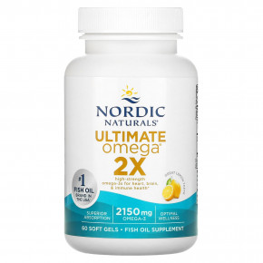 Nordic Naturals, Ultimate Omega 2X, со вкусом лимона, 2150 мг, 60 капсул (1075 мг в 1 капсуле) в Москве - eco-herb.ru | фото