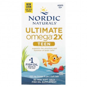 Nordic Naturals, Teen, Ultimate Omega 2X, для подростков от 12 лет, со вкусом клубники, 60 миникапсул в Москве - eco-herb.ru | фото