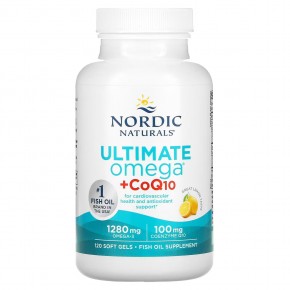 Nordic Naturals, Ultimate Omega + CoQ10, высокоэффективные омега-3 кислоты с коэнзимом Q10, со вкусом лимона, 1280 мг, 120 капсул (640 мг в 1 капсуле) в Москве - eco-herb.ru | фото