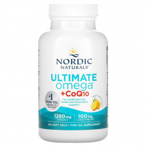 Nordic Naturals, Ultimate Omega + CoQ10, высокоэффективные омега-3 кислоты с коэнзимом Q10, со вкусом лимона, 1280 мг, 120 капсул (640 мг в 1 капсуле) в Москве - eco-herb.ru | фото