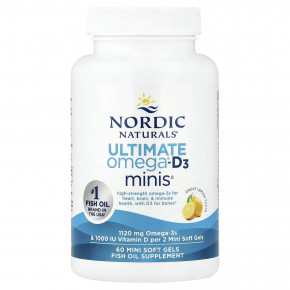 Nordic Naturals, Ultimate Omega®-D3 2X, лимон, 60 мини-капсул в Москве - eco-herb.ru | фото