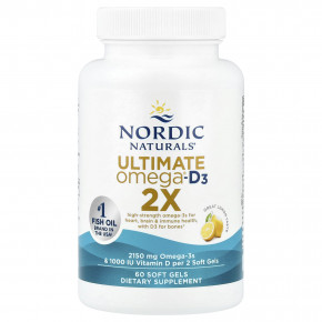 Nordic Naturals, Ultimate Omega®-D3 2X, отличный лимон, 60 мягких таблеток в Москве - eco-herb.ru | фото