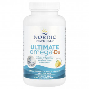 Nordic Naturals, Ultimate Omega®-D3, омега-3 и витамин D3, со вкусом лимона, 120 капсул в Москве - eco-herb.ru | фото