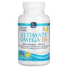 Nordic Naturals, Ultimate Omega®-D3, лимон, 120 мягких таблеток в Москве - eco-herb.ru | фото