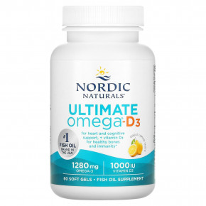 Nordic Naturals, Ultimate Omega-D3, витамин D3 со вкусом лимона, 60 капсул в Москве - eco-herb.ru | фото