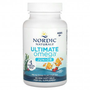 Nordic Naturals, Ultimate Omega Junior, омега для детей от 6 лет, со вкусом клубники, 680 мг, 90 мини-капсул (340 мг в 1 капсуле) в Москве - eco-herb.ru | фото