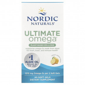 Nordic Naturals, Ultimate Omega®, растительные ЭПК и ДГК, со вкусом лимона, 60 капсул (605 мг в 1 капсуле) в Москве - eco-herb.ru | фото