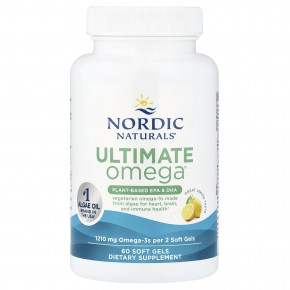 Nordic Naturals, Ultimate Omega®, растительные ЭПК и ДГК, со вкусом лимона, 60 капсул (605 мг в 1 капсуле) в Москве - eco-herb.ru | фото