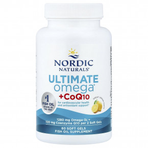 Nordic Naturals, Ultimate Omega® с коэнзимом Q10, со вкусом лимона, 60 капсул в Москве - eco-herb.ru | фото