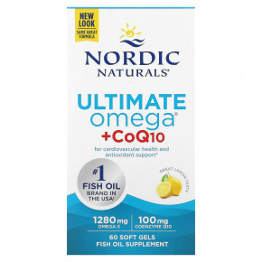 Nordic Naturals, Ultimate Omega, с коэнзимом Q10, со вкусом лимона, 60 капсул - описание