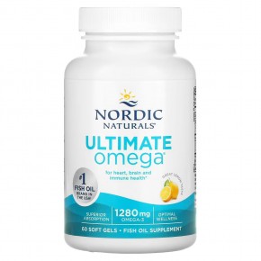 Nordic Naturals, Ultimate Omega, высокоэффективные омега-3 кислоты, со вкусом лимона, 1280 мг, 60 капсул (640 мг в 1 капсуле) в Москве - eco-herb.ru | фото