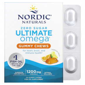 Nordic Naturals, Ultimate Omega, тропические фрукты, 1200 мг, 54 жевательные таблетки (600 мг в 1 жевательной таблетке) в Москве - eco-herb.ru | фото