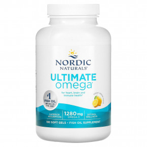 Nordic Naturals, Ultimate Omega, высокоэффективные омега-3 кислоты, со вкусом лимона, 1280 мг, 180 капсул (640 мг в 1 капсуле) в Москве - eco-herb.ru | фото