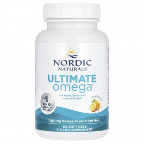 Nordic Naturals, Ultimate Omega, высокоэффективные омега-3 кислоты, со вкусом лимона, 1280 мг, 60 капсул (640 мг в 1 капсуле) в Москве - eco-herb.ru | фото