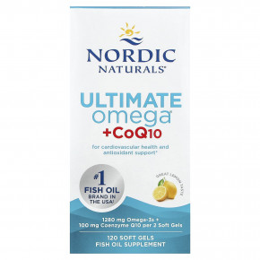 Nordic Naturals, Ultimate Omega®, с коэнзимом Q10, со вкусом лимона, 120 капсул - описание | фото