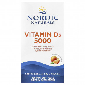 Nordic Naturals, Витамин D3 5000, апельсин, 125 мкг (5000 МЕ), 120 мягких таблеток - подробнее Nordic Naturals, Витамин D3 5000, апельсин, 125 мкг (5000 МЕ), 120 мягких таблеток - описание