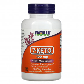 NOW Foods, 7-KETO, 100 мг, 120 растительных капсул - описание